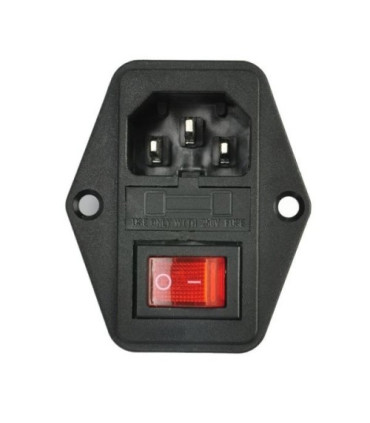 Lizdas AC  IEC 250V - su jungikliu ir vieta saugikliui