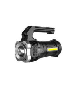 Daugiafunkcinis žibintuvėlis 1-LED + COB su saulės baterija, FM radiju, „Bluetooth“ garsiakalbiu, USB ir microSD lizdu