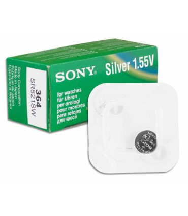 Baterija  364, SR621SW,(D364/SR621SW/AG1) 1,5V Matmenys:  2,2x6,8 (HxØ/mm).