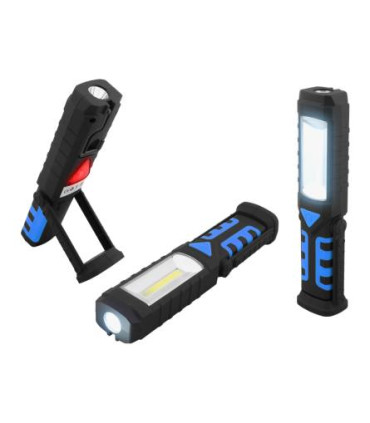 Nešiojamas šviestuvas  įkraunamas	120-200lm COB ir pakrovėjai 12V ir 220V