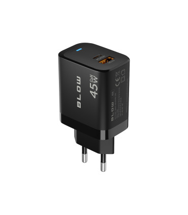 Sieninis įkroviklis   USB-A +USB-C  PD 45W ,+kabelis USB-C/ USB-C