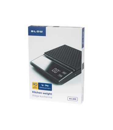 Virtuvinės svarstyklės KS209, 3 kg / 0,1 gr , 3x AAA