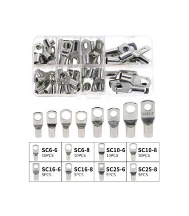 Kabelių antgalių rinkinys E6215 – 60 vnt . Kilpos M6-8, 6-25mm² kabeliams
