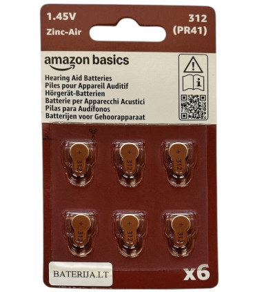 Cinko oro baterija V312 (HA312) klausos aparatams 1.4V Varta/Rayovac