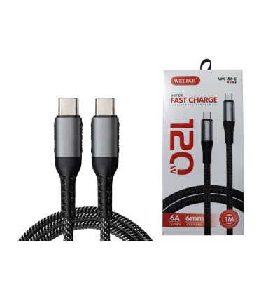 Kabelis -laidas , USB Type-C-Type-C 120W ,6A USB C -USB C type-C   kištukai  1,0m greito krovimo