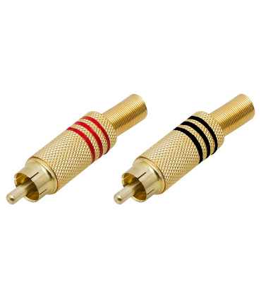Kištukas RCA auksinis 9mm kabeliui raudonas