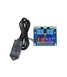 Dvigubas skaitmeninis LED tem.ir drėgmės valdymo termostatas + zondas XH-M452 DC 12V