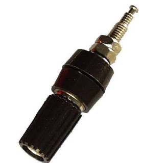 Lizdas bananinis 4mm GL1-R ,  10A, korpusinis didelis juodas  ( ilgis 51mm)
