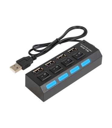 USB 2,0 daliklis  HUB-07 su  4 lizdais, jungikliais aktyvus