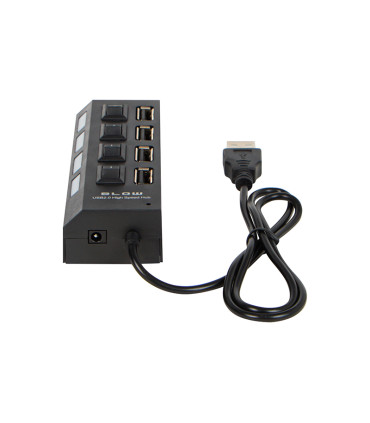 USB 2,0 daliklis  HUB-07 su  4 lizdais, jungikliais aktyvus