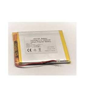 Akumuliatorius prizminis industrinis Li-polimer (475766) 2500mAh Li-Polymer 3.7V + PCM, 4.7x57.0x66.0 mm.
