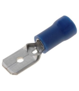 Plokščias 6.35mm kištukas 1.5-2.5mm² laidui/ MDV 2-250 mėlynas