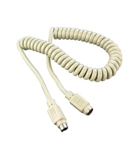 Spiralinis kabelis, klaviatūros prailgintojas MINI DIN6:M - MINIDIN:F 1.8m.