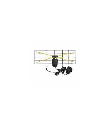 TV kambarinė antena VHF/UHF su 40dB stiprintuvu, maitinimo šaltiniu ir RG6U kabeliu
