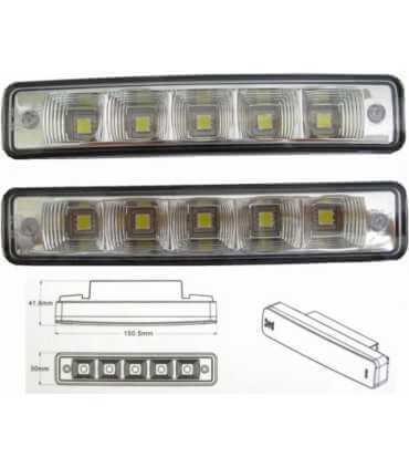 LED dienos žibintai 150x30x40mm 5SMD E4 DRL be valdimo