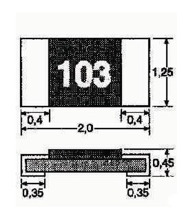 Rezistorius SMD 0805 CR0805 1K0 1kΩ 0.125W ±1% -55÷155°C