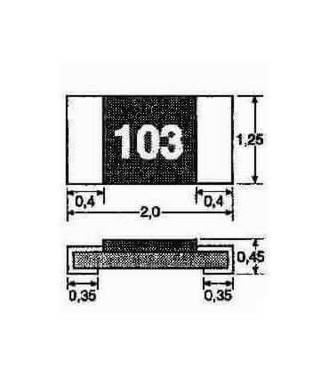Rezistorius SMD 0805 CR0805 1K0 1kΩ 0.125W ±1% -55÷155°C
